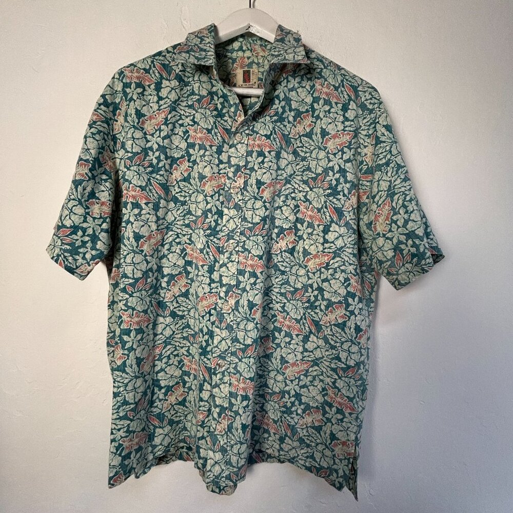 Vintage Tori Richard Honolulu Mens Floral Print Button Up Hawaiian Shirt Large
